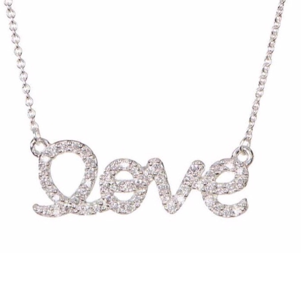 ADORNIA Sterling Silver SWAROVSKI LOVE Necklace